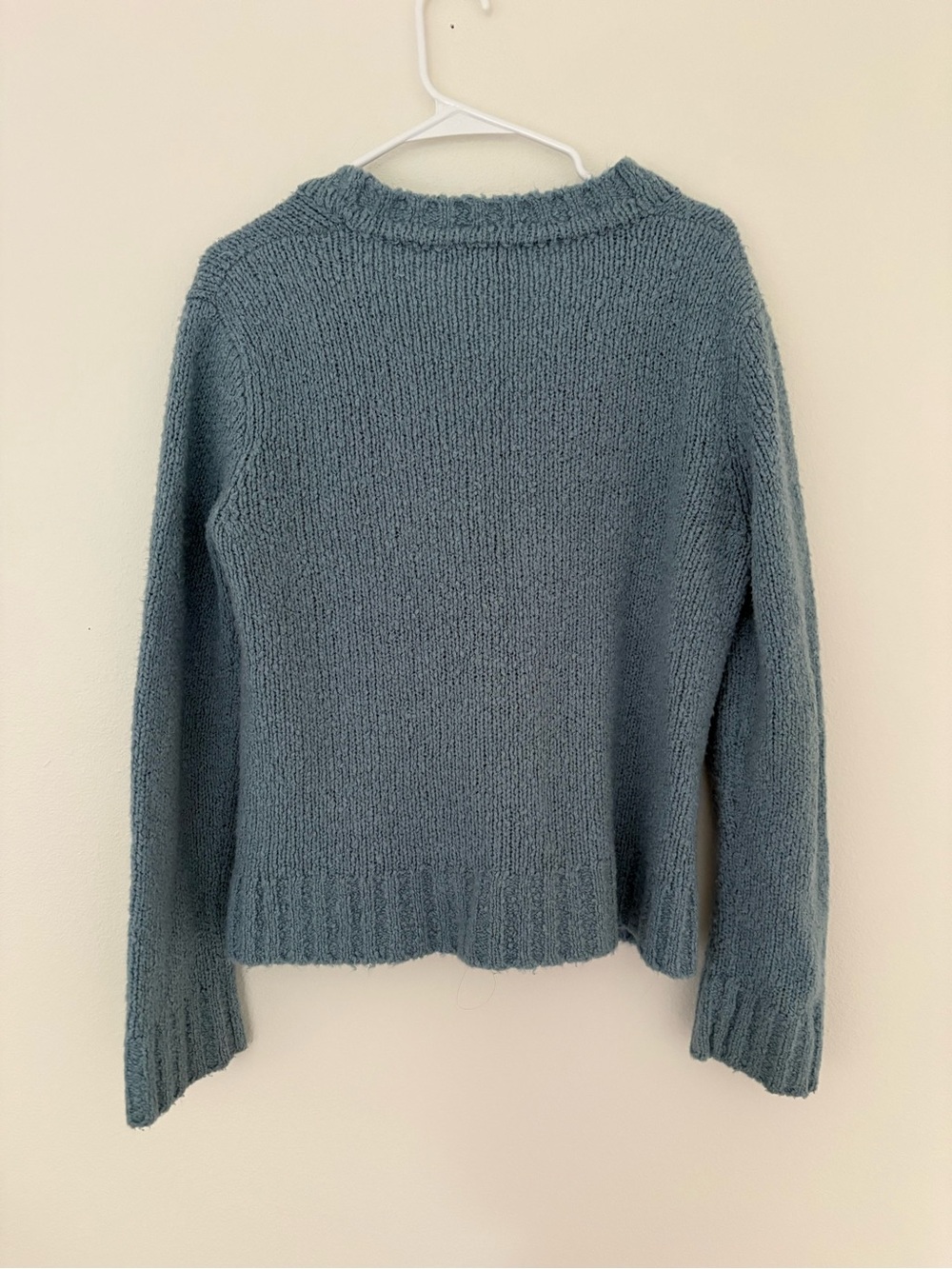 J Crew Wool Blend Dusty Blue Button Up Chunky Cardigan Sweater Women’s MEDIUM - Picture 4 of 5
